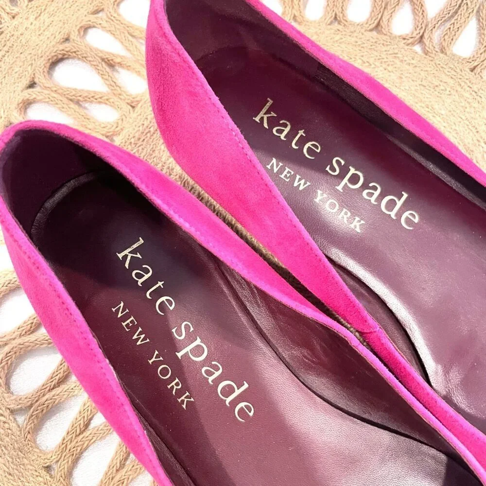 Kate Spade Buckle Up Pink Suede Flats Size 9.5